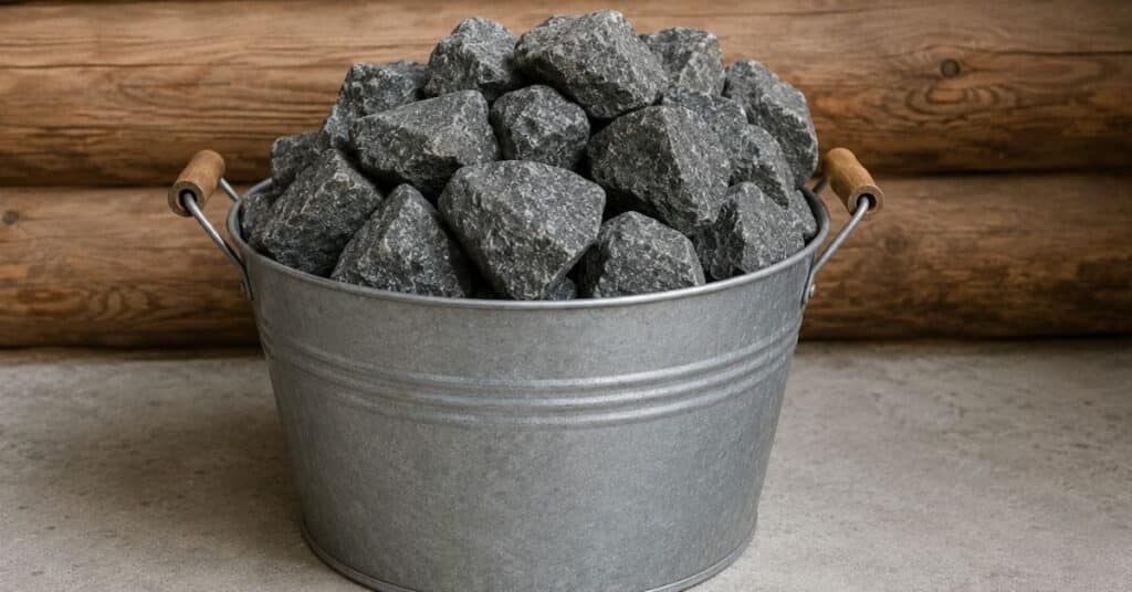 Sangollinen ehjiä kiuaskiviä.